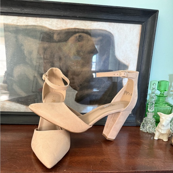 💫Dream Pairs Beige Dressy Chic Ankle Strap Block Heels - Picture 4 of 11